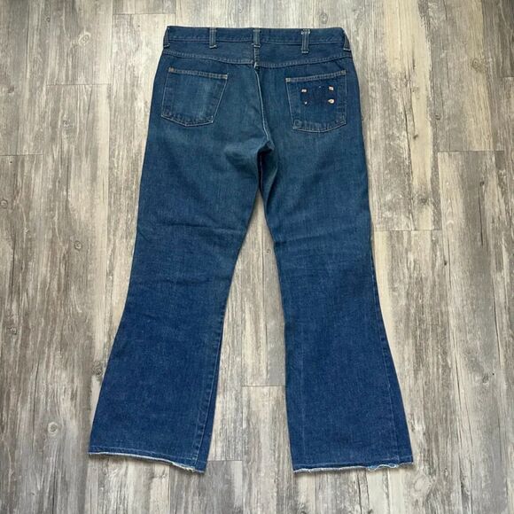 Vintage 70s Flared Denim Jeans Size 34X30 Scovill Zipper - Picture 4 of 4